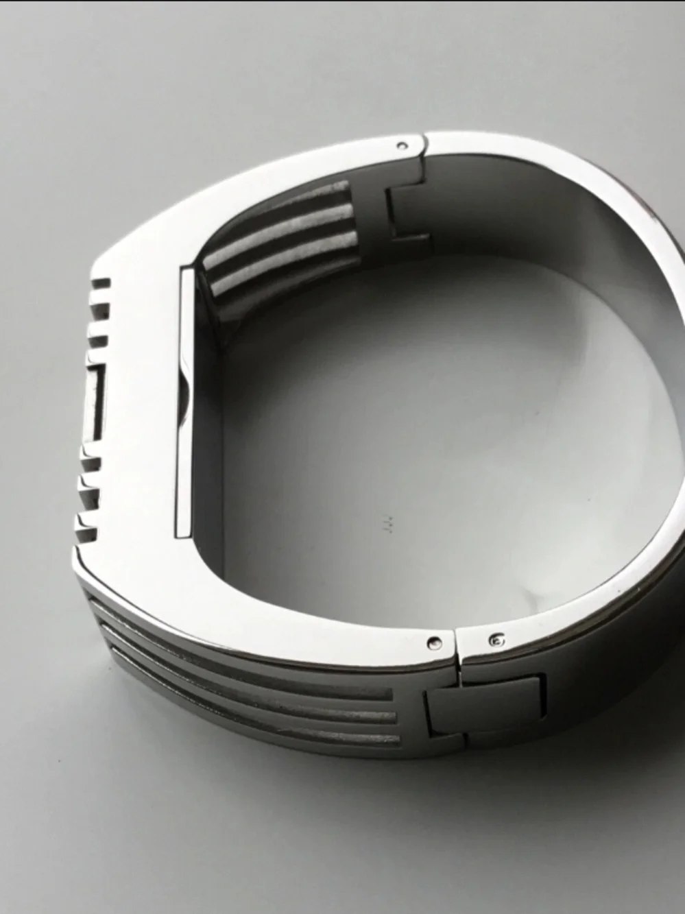 Tory Burch Silver Tone Fitbit Hinged Bracelet